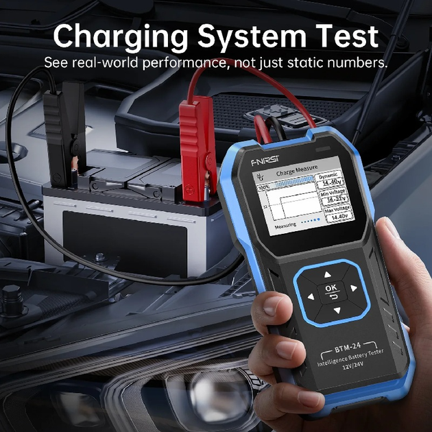 Тестер акумуляторів FNIRSI BTM-24 2000A CCA 12В/24В Багатофункціональний автомобільний тестер АКБ - Фото 7 Тестер акумуляторів FNIRSI BTM-24 2000A CCA 12В/24В Багатофункціональний автомобільний тестер АКБ - зображення 7