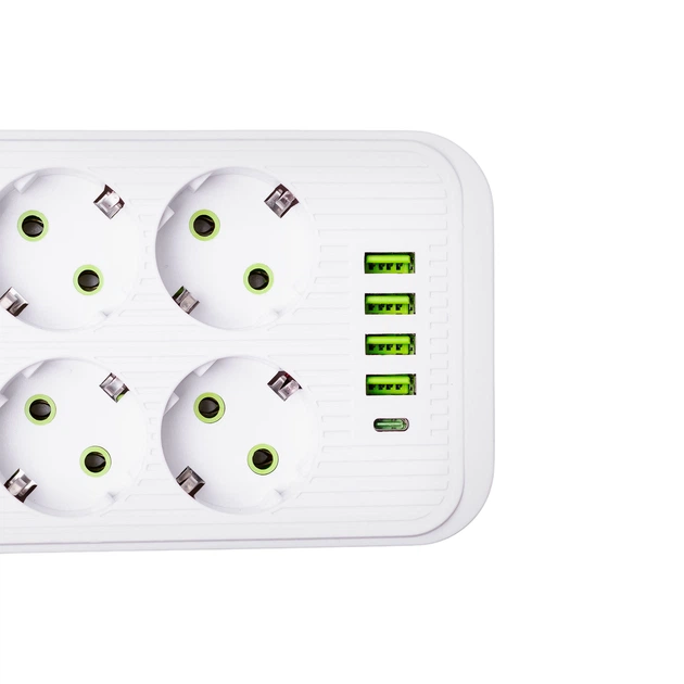 Мережевий фільтр-подовжувач SMART 6 розеток 4 USB-A+1 USB Type-C на 5 метрів білий - зображення 5