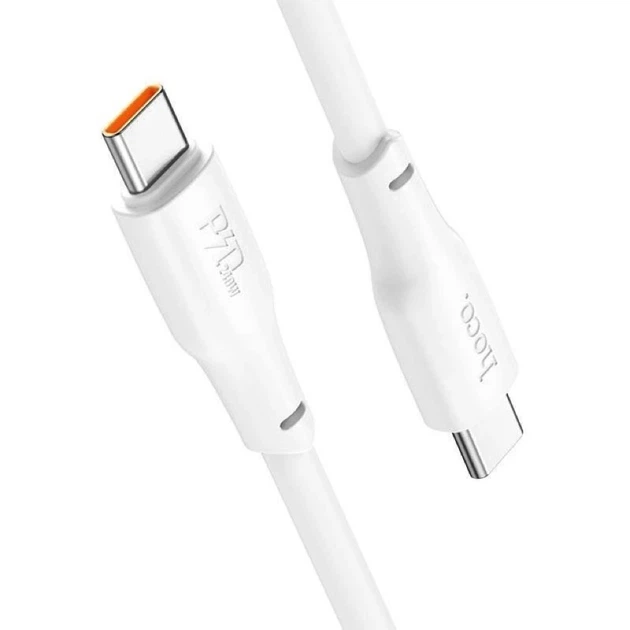 Кабель HOCO X93 Type-C to Type-C 100W, 2m, TPE, TPE connectors, White - зображення 3
