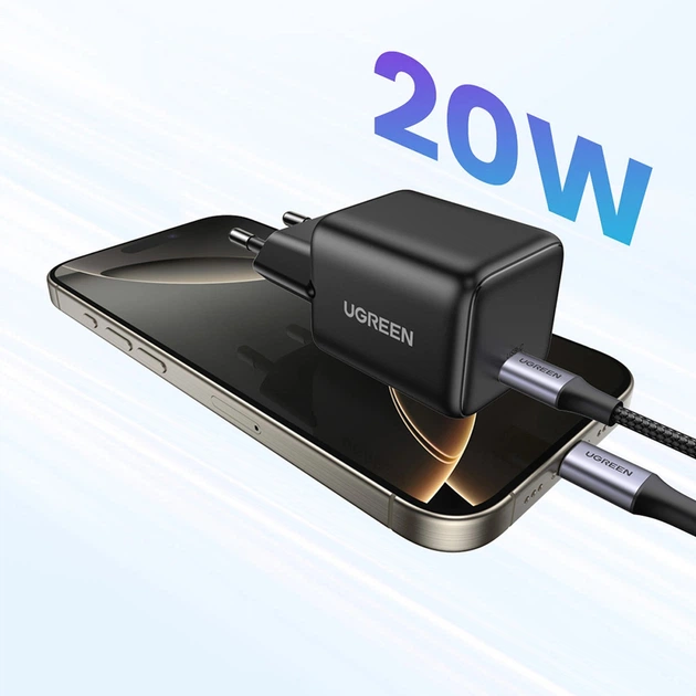 Мережевий зарядний пристрій на 20 Вт UGREEN X512 USB-C GaN Fast Charger (Type-C, QC4.0, PD3.0). Black - зображення 7