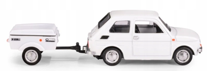 Model kolekcjonerski Daffi Fiat 126p + Przyczepa Niewiadow Krótka 1:43 K‑611 Biały (5905422116115) - obraz 4