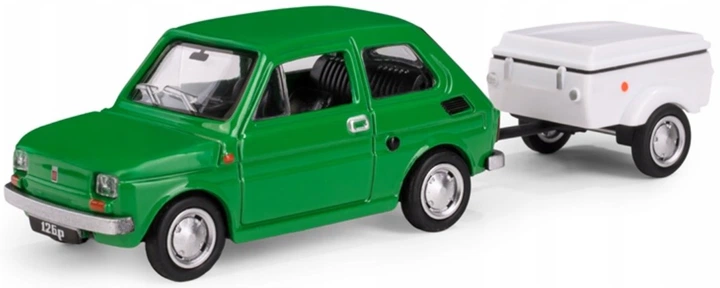 Model kolekcjonerski Daffi Fiat 126p + Przyczepa Niewiadow Krótka 1:43 K‑613 Zielony (5905422116139) - obraz 3