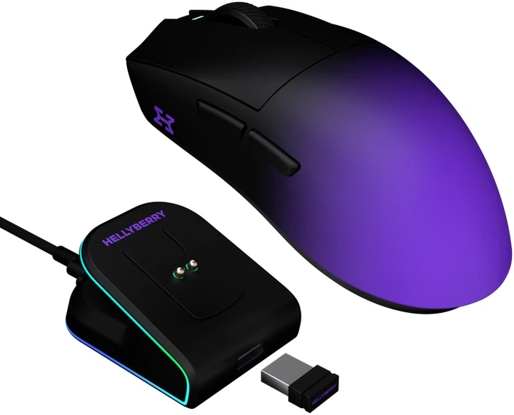 Миша Hator Hellyberry HM47 Pro RGB Wireless/Bluetooth/USB Black-Violet - зображення 6