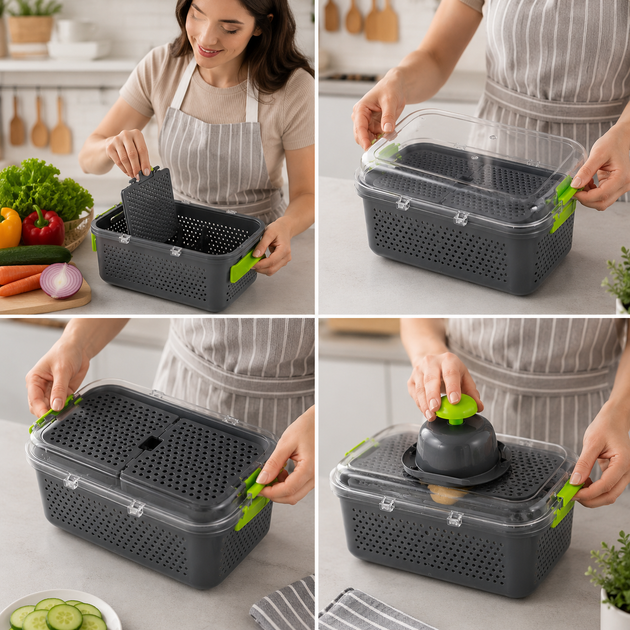 Овочерізка Мультислайсер vegetable cutter / Мультислайсер для овочів та фруктів / Механічний ручний подрібнювач - зображення 2