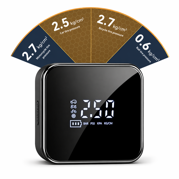 Авто компресор бездротовий портативний 5в1 з функцією Powerbank 6000 mAh 10.3 Bar автомобільний насос для коліс машини шин - зображення 4