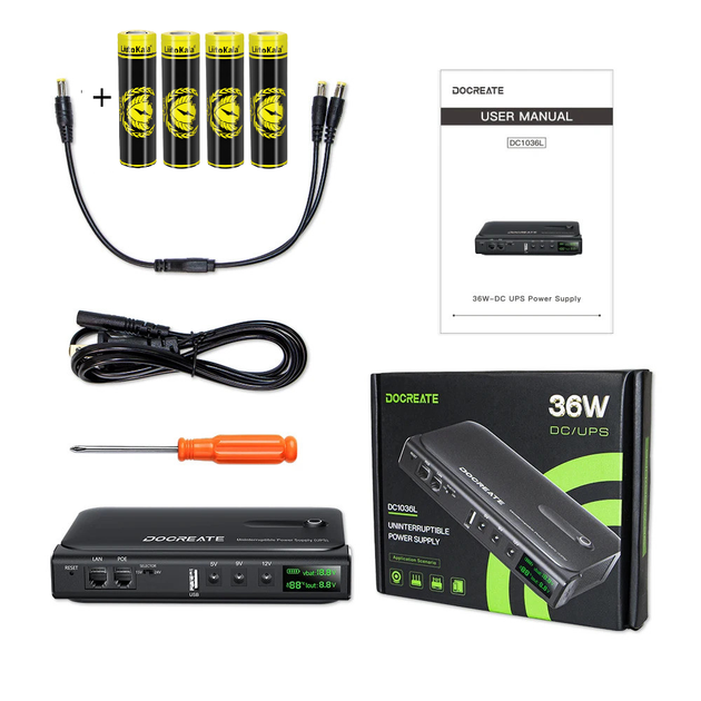 Комплект ИБП для роутера DOCREATE DC1036L 36W DC-UPS и аккумуляторы LiitoKala Lii-King4000 4000mAh (4 шт.) - изображение 8