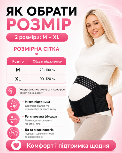 Бандаж для беременных и послеродовой 4в1 поддерживающий пояс черный M - изображение 4