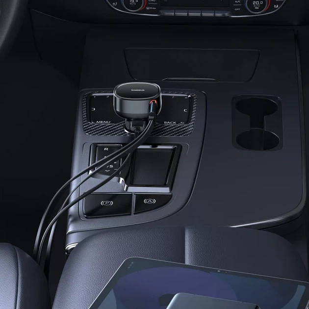 Зарядка для телефонів в авто Baseus Enjoyment Pro Car Charger USB + Retractable C & iP Cable 60W - Фото 4 Зарядка для телефонів в авто Baseus Enjoyment Pro Car Charger USB + Retractable C & iP Cable 60W - зображення 4