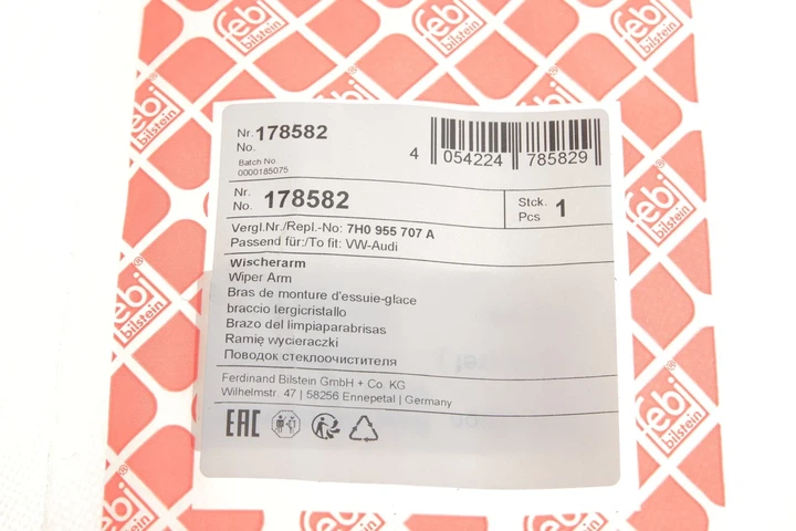 Щітка склоочисника FEBI 178582 Volkswagen Transporter, Caddy, Multivan 2K0955707A, 7E0955707A, 7H0955707A - изображение 5