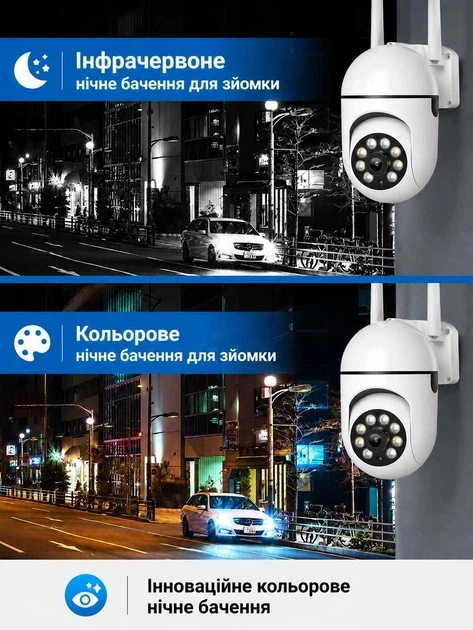 Камера видеонаблюдения уличная Wi Fi внешнего видеонаблюдения вайфай видеокамера наблюдения на улицу для дома для квартиры беспроводная поворотная ip wifi camera V360 Pro комплект 3 штуки - изображение 3