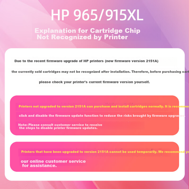 Чорнильний картридж Huiwei 965XL, сумісний з HP 9020 9010 9019 OfficeJet Pro 9012 9016 9026 9028 9018, комплект чотирьох кольорів - зображення 5
