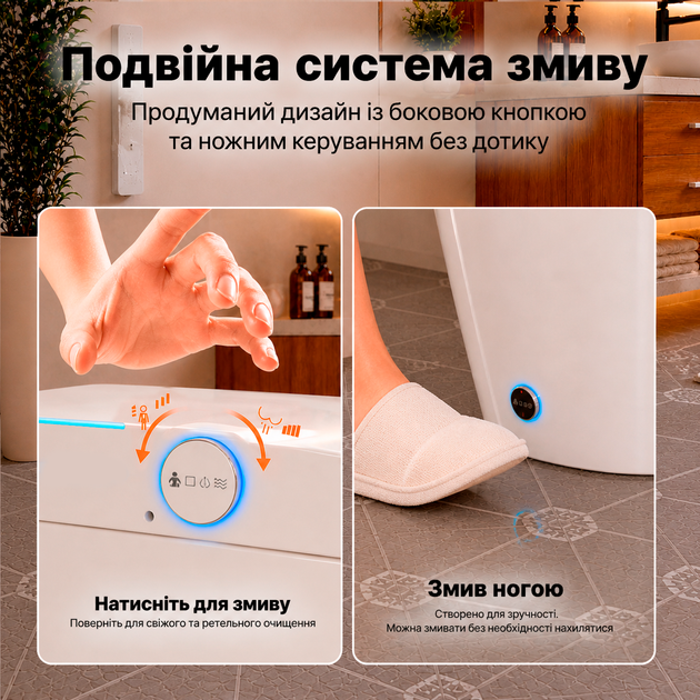 Смарт унитаз биде с сушкой и пультом умные унитазы Smart с LED подсветкой напольный унитаз с подогревом сиденья Asans 8616 - изображение 5