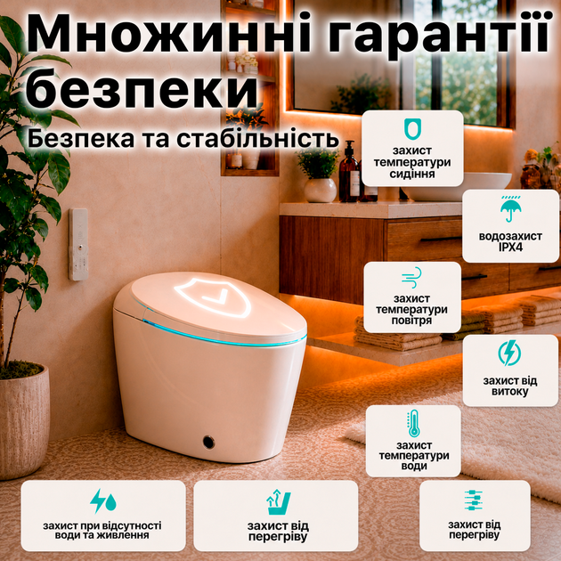 Смарт унитаз с LED подсветкой умные унитазы с сушкой и пультом Smart напольный унитаз биде с подогревом сиденья Asans 8617 - изображение 5