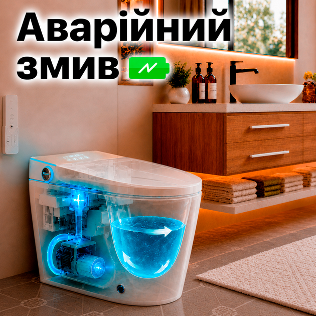 Смарт унитаз биде с сушкой и пультом умные унитазы Smart с LED подсветкой напольный унитаз с подогревом сиденья Asans 8616 - изображение 10