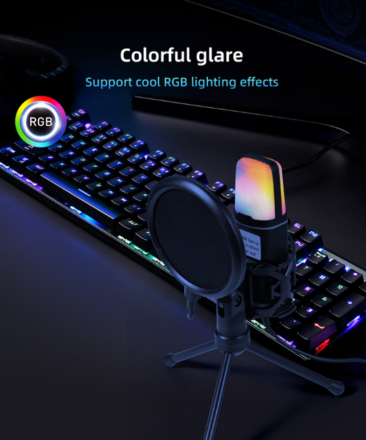 YANMAI USB-микрофон с RGB-подсветкой SF666R Конденсаторный микрофон антивибрационным креплением - Фото 8 YANMAI USB-микрофон с RGB-подсветкой SF666R Конденсаторный микрофон антивибрационным креплением - изображение 8