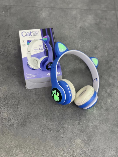 Навушники котячі вушка з RGB підсвічуванням CATEAR M23 Bluetooth бездротові Blue - зображення 4