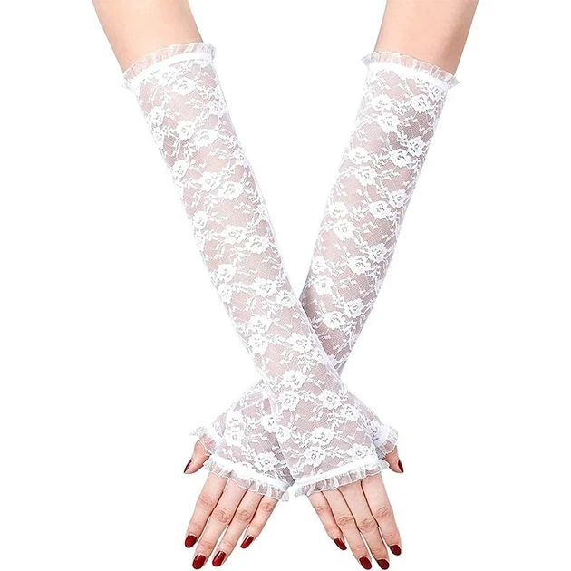 Мереживні довгі мітенки honey fashion accessories s/m/l білий (30к060) - зображення 2