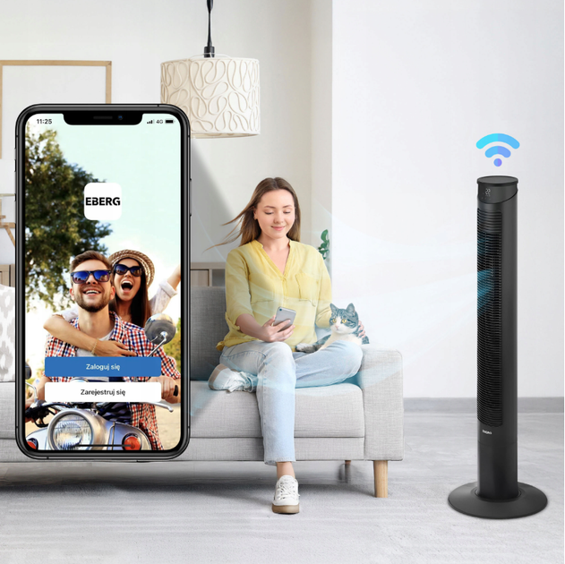 Потужний підлоговий колонний вентилятор з пультом, Wi-Fi, LED дисплеєм та іонізацією XXL - зображення 4