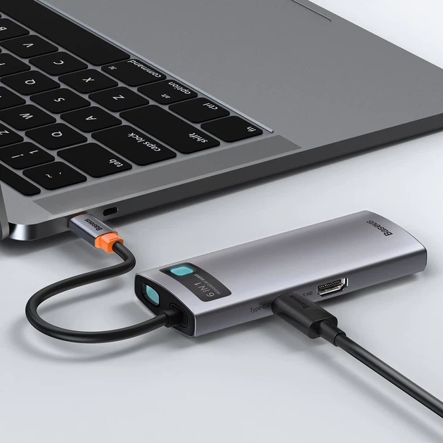 USB-хаб Baseus Metal Gleam Multifunctional 6-in-1 (CAHUB-CW0G) - изображение 9