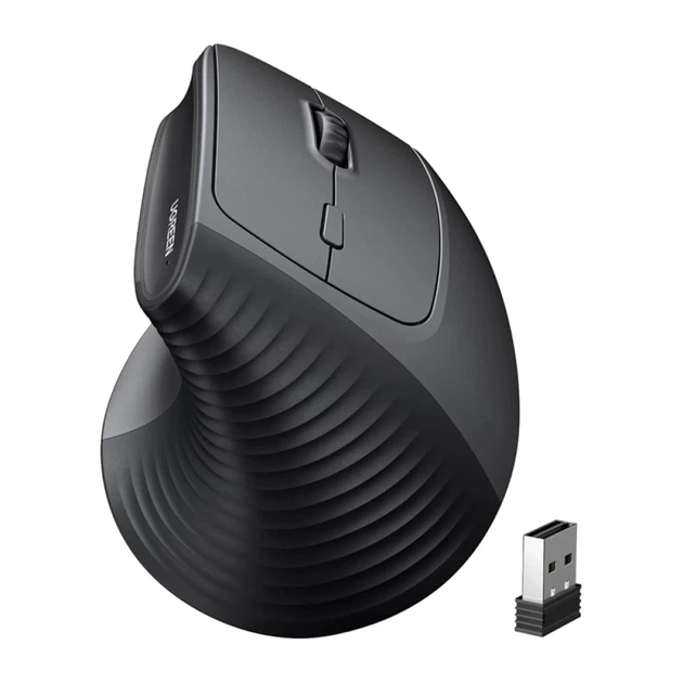 Беспроводная вертикальная мышь Ugreen M571 2.4G 4000 DPI Black (55916) - Фото 2 Беспроводная вертикальная мышь Ugreen M571 2.4G 4000 DPI Black (55916) - изображение 2