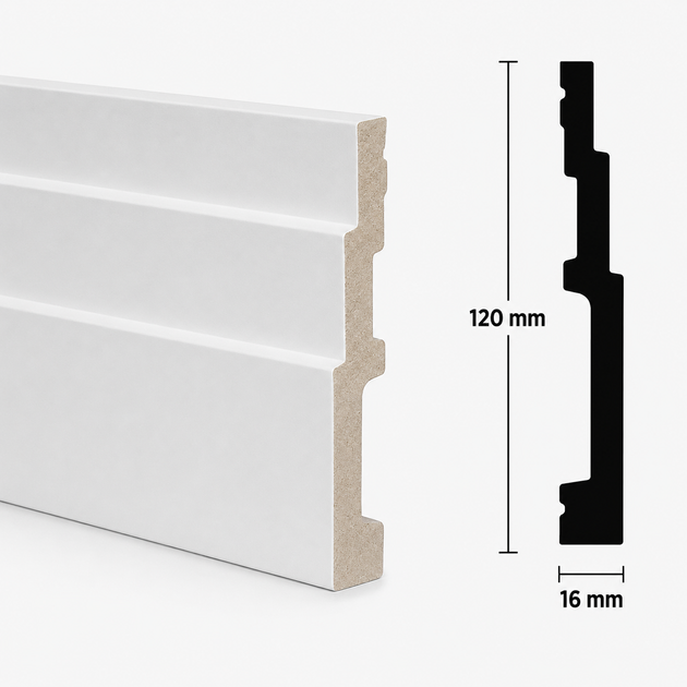 Плинтус из дюрополимера GRANT DECO AS-001- 01 (120 мм*16 мм) 2,4 м - изображение 2