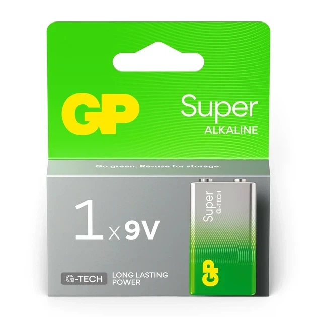Батарейка крона GP SUPER ALKALINE 9V 6LR61 лужна Blister - Фото 1 Батарейка крона GP SUPER ALKALINE 9V 6LR61 лужна Blister - зображення 1