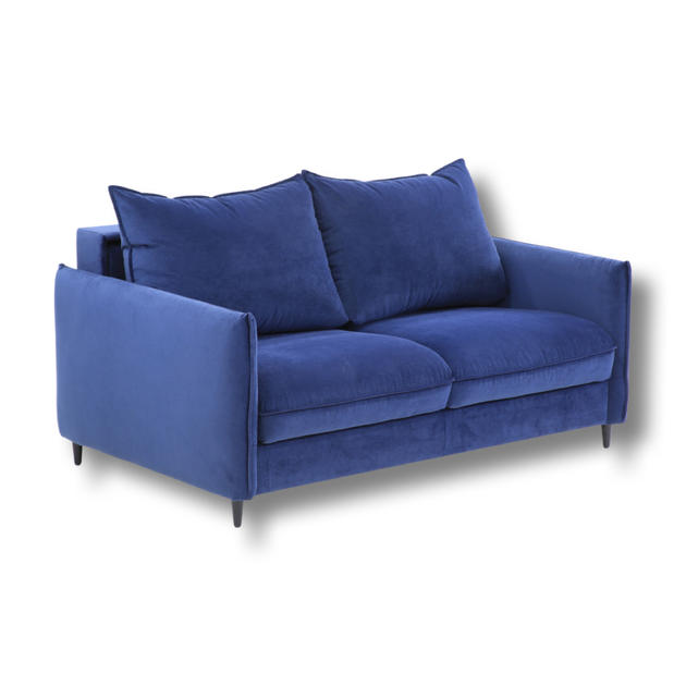 Мини-диваны раскладные на кухню, в коридор MeBelle NORDIK 150x140 со спальным местом, королевский синий велюр - изображение 2
