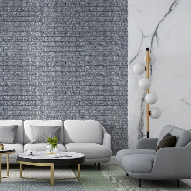 Самоклеющаяся 3D панель Sticker Wall R017-2-20 стеновая в рулоне 700×19600×2 мм серебро SW-00002278 - Фото 5 Самоклеющаяся 3D панель Sticker Wall R017-2-20 стеновая в рулоне 700×19600×2 мм серебро SW-00002278 - изображение 5