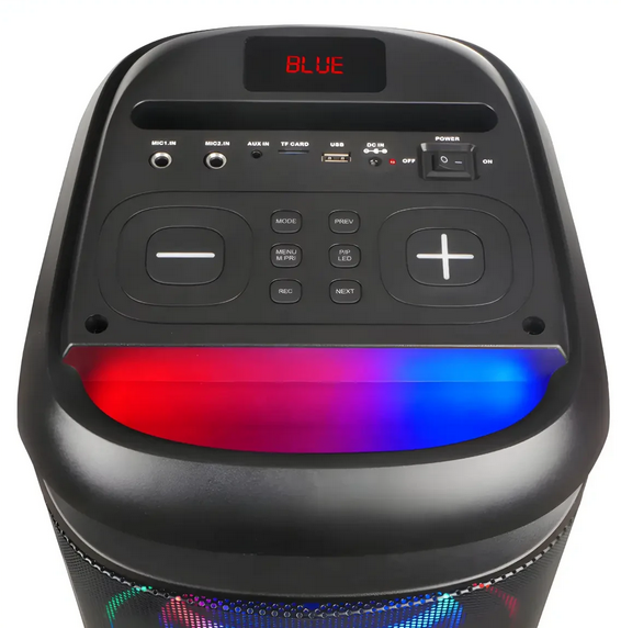 Портативная Bluetooth колонка ZXX-5505 40 Вт 2×6.5" LED подсветка 2 беспроводных микрофона караоке аккумулятор 3000 mAh - Фото 4 Портативная Bluetooth колонка ZXX-5505 40 Вт 2×6.5" LED подсветка 2 беспроводных микрофона караоке аккумулятор 3000 mAh - изображение 4
