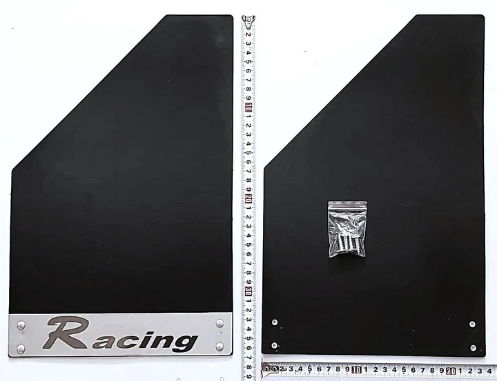 Брызговики универсальные "Interplast" накладка из нержавейки Racing 375х235 мм 2 шт (InAu-07419) аксесуари для авто - изображение 2