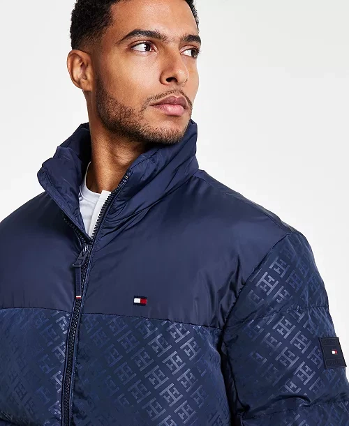 Мужская стеганая куртка Tommy Hilfiger Premium Class с фирменным принтом M синяя - изображение 2