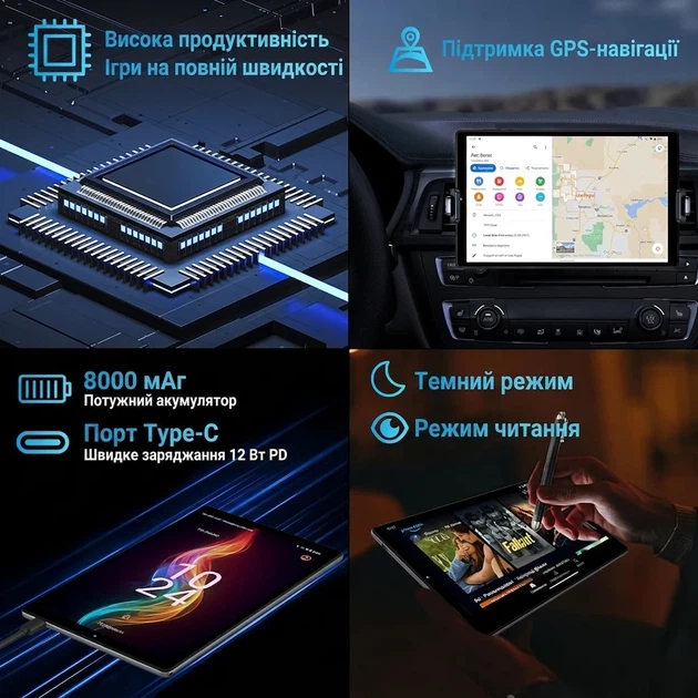 Планшет 10" Full HD FASTWD L30 12+24/128Gb 4G 2-SIM Android 14 8000 mAh Сірий (101898583) - Б/В - зображення 3