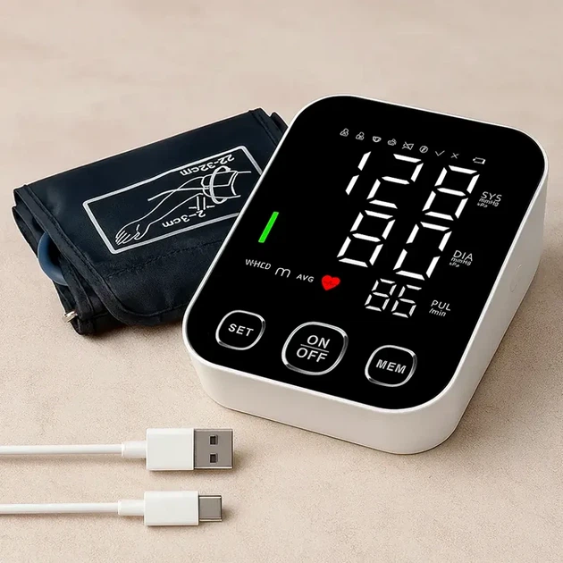 Автоматичний тонометр S-04 з індикатором аритмії USB живлення 4 батареї колір білий - Фото 9 Автоматичний тонометр S-04 з індикатором аритмії USB живлення 4 батареї колір білий - зображення 9