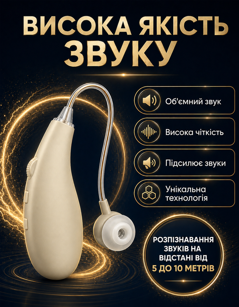 Слуховий апарат універсальний акумуляторний слухові апарати для людей з погіршнням слуху аудіопідсилювач персональний підсилювач звуку для покращення та компенсації слуху - зображення 4
