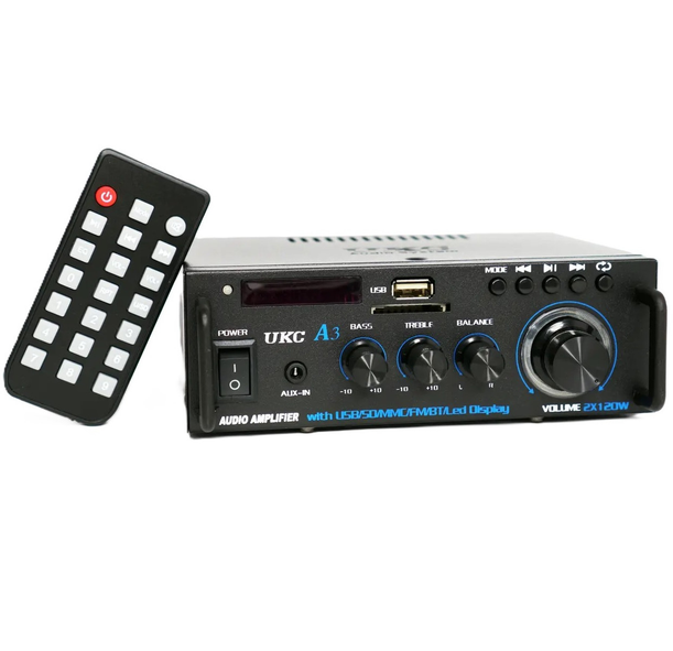 Підсилювач звуку UKC А3 USB, SD CARD, FM, AUX, 2CH - зображення 2