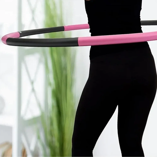 Обруч хулахуп складной массажный на 8 секций для фитнеса Hoola Hoop серо-розовый - изображение 7