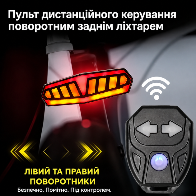 Поворотники на велосипед BL с пультом задний габарит Type-C аккумулятор 900 мА·ч - изображение 2