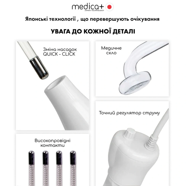 Дарсонваль для волос и лица MEDICA+ DarsoLine 4.0 с 4 насадками портативный - изображение 4