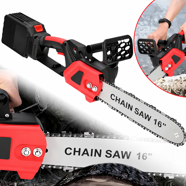 Акумуляторна ланцюгова пилка Electric SAW 16 дюймів у валізі + 2 акумулятори RED - зображення 3