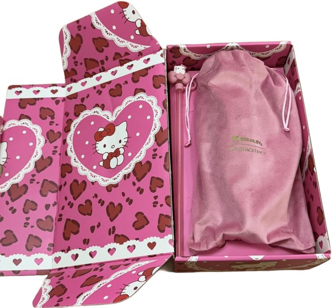 Термос термочашка Stanley Quencher H2.0 Tumbler Світиться у темряві 1,18 л Hello Kitty Pink Love Edition KT7001978 - зображення 3