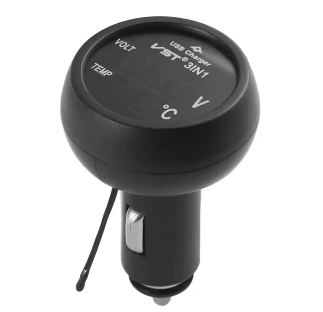 Автомобильный вольтметр с термометром зарядка usb VST 706 - Фото 4 Автомобильный вольтметр с термометром зарядка usb VST 706 - изображение 4