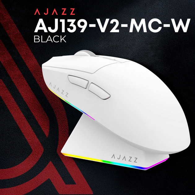 Миша Ajazz AJ139 V2 MC Wireless/Bluetooth/USB White (AJ139-V2-MC-W) - Фото 12 Миша Ajazz AJ139 V2 MC Wireless/Bluetooth/USB White (AJ139-V2-MC-W) - изображение 12