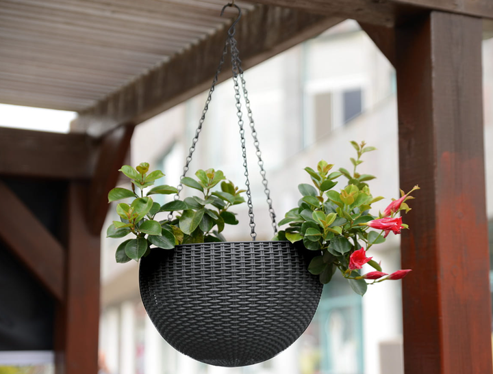 Підвісний квітковий горшок KETER RATTAN STYLE HANGING вазон кашпо з ротанга 8,6л.253845 графіт - зображення 2
