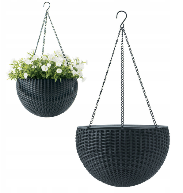 Підвісний квітковий горшок KETER RATTAN STYLE HANGING вазон кашпо з ротанга 8,6л.253845 графіт - зображення 5