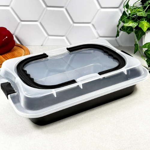Форма для запікання з кришкою 36,5*25,5*5,5см вуглецева сталь 6060 KAMILLE - зображення 2