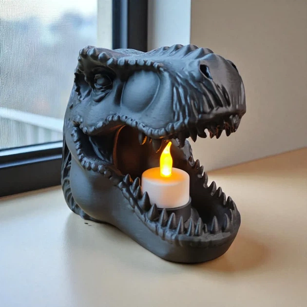 Підсвічник-органайзер у формі черепа тиранозавра T-Rex для LED свічки. Aivory - изображение 2