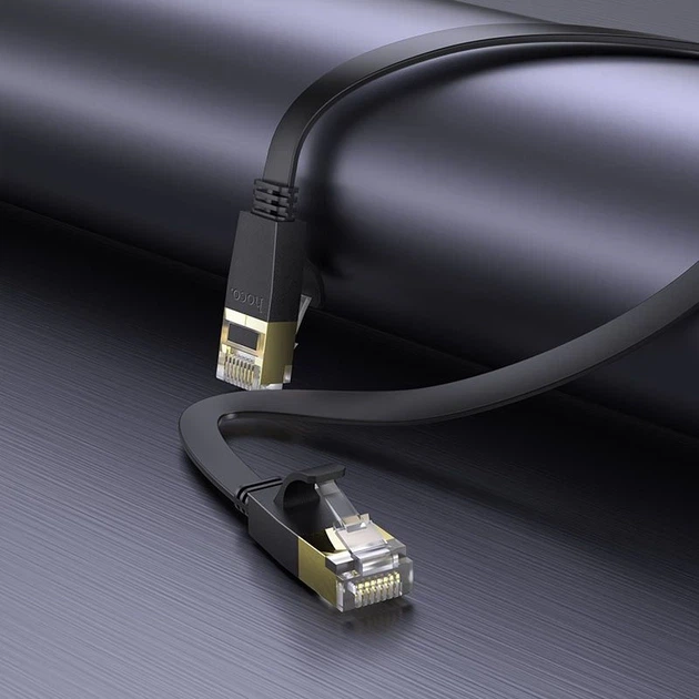 Патч-корд Hoco US07 General Pure Copper Flat Network Cable 10m Black - изображение 4