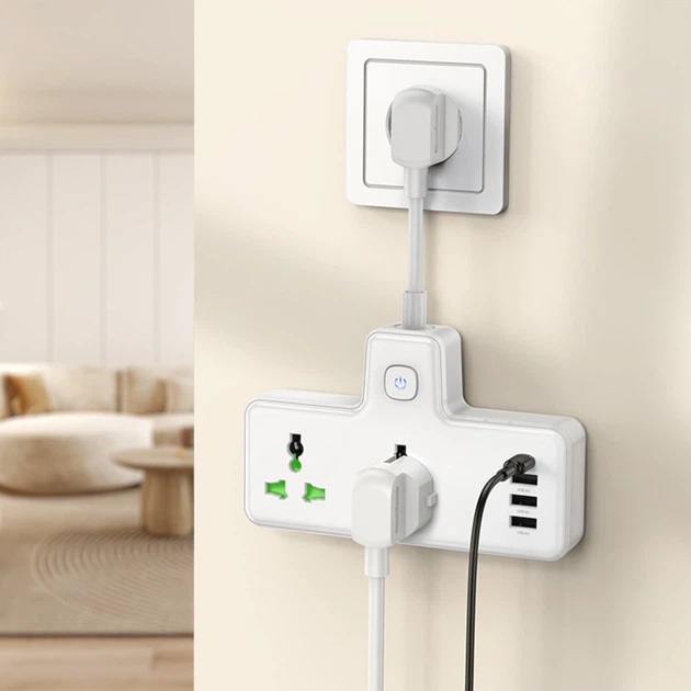 Сетевой удлинитель Hoco AC11A Voyage 2-Position Expansion Socket (1C3A) (8.5 cm) White - изображение 6