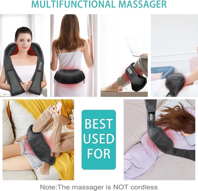 Массажер для шеи и плеч AERLANG Shiatsu, массажер для спины с нагреванием, более глубоким разминающим массажем тканей для плеч - изображение 6