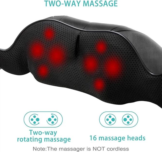 Массажер для шеи и плеч AERLANG Shiatsu, массажер для спины с нагреванием, более глубоким разминающим массажем тканей для плеч - изображение 7